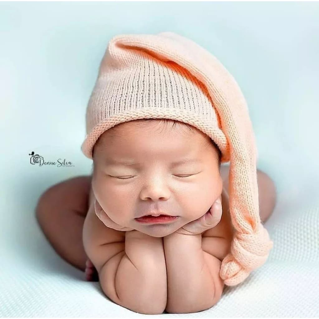 Touca Soneca Tricô Newborn| Touca para Ensaio Fotográfico Bebê | Unissex