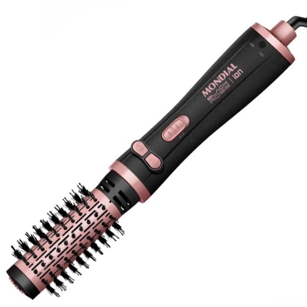 Escova Giratória Mondial ERB-01 3 em 1 Seca Alisa Modela Efeito Salão Sem Frizz Tourmaline Íon Rotação Automática BIVOLT