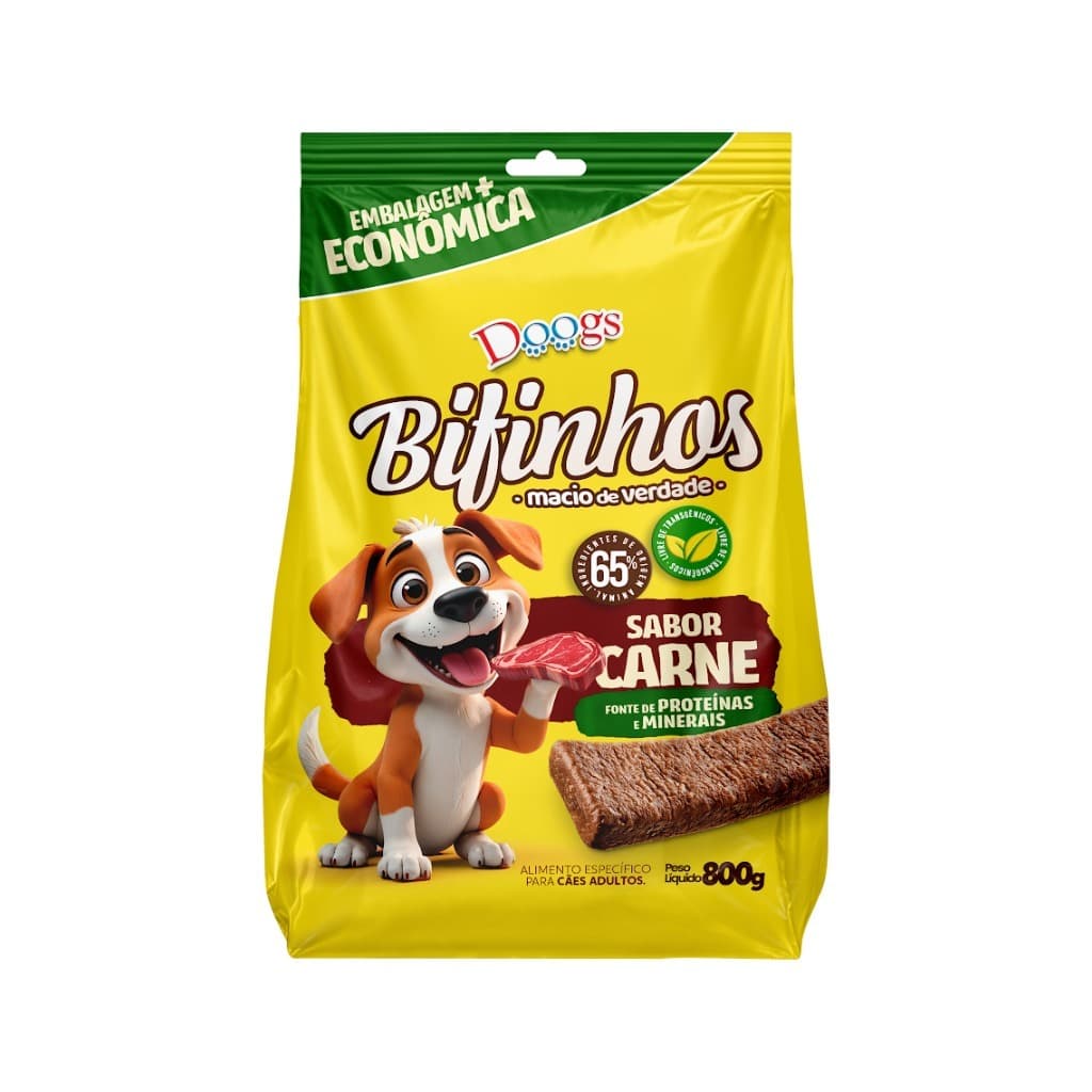 Bifinho Para Cachorro 800g Sabor Carne Petisco Macio Caes Adultos Adestramento Recompensa Doogs