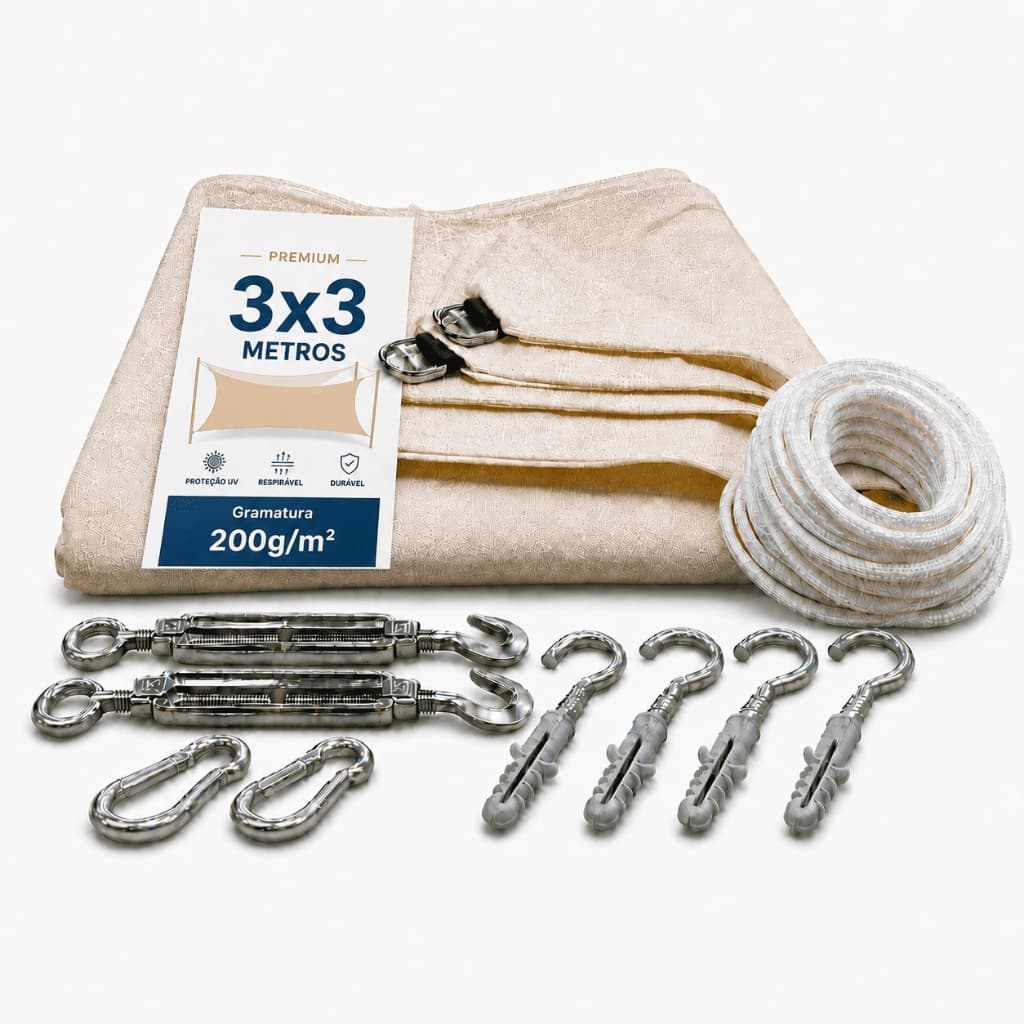 Lona Tela Toldo Sombrite 90% Sombra Pergolado Ombrelone Piscina Jardim Proteção UV 200g/m² 3x3m