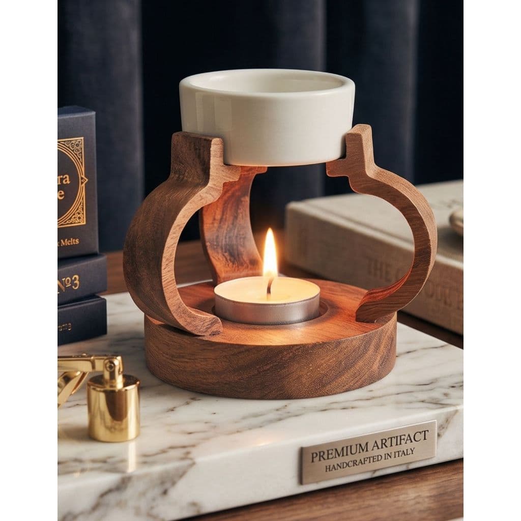 Recho Decorativo Aromatizante Queimador Aromático Madeira Porcelana 3 velas Difusor Odorizador Névoa