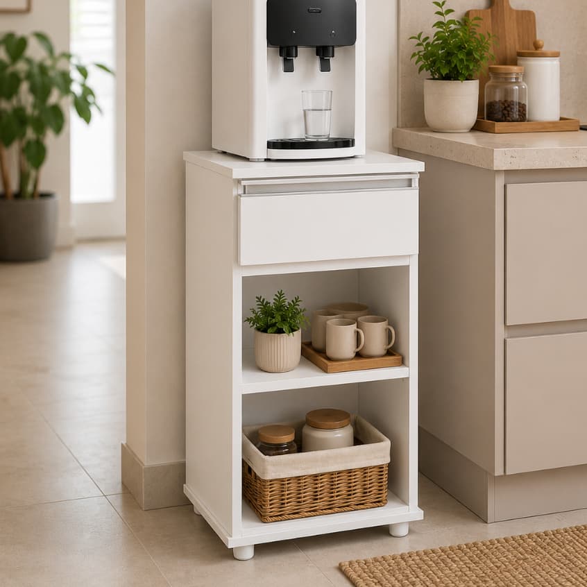 * PROMOÇÃO * Armário Multiuso Suporte Para Bebedouro Organizador com Gaveta e Nichos Armarinho para Cozinha