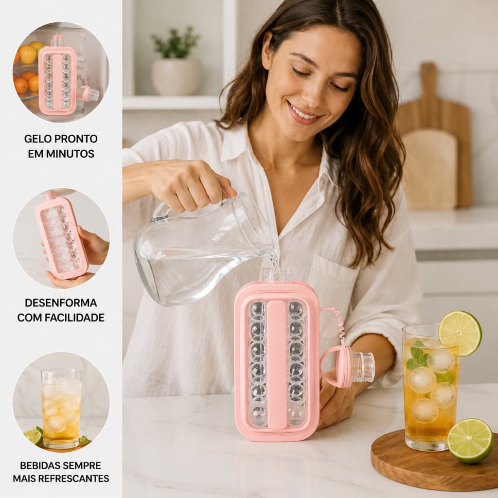 Forma de Gelo Garrafa Molde Cubo Recipiente Bebida Servir Água Suco Whisky Frasco Vasilha