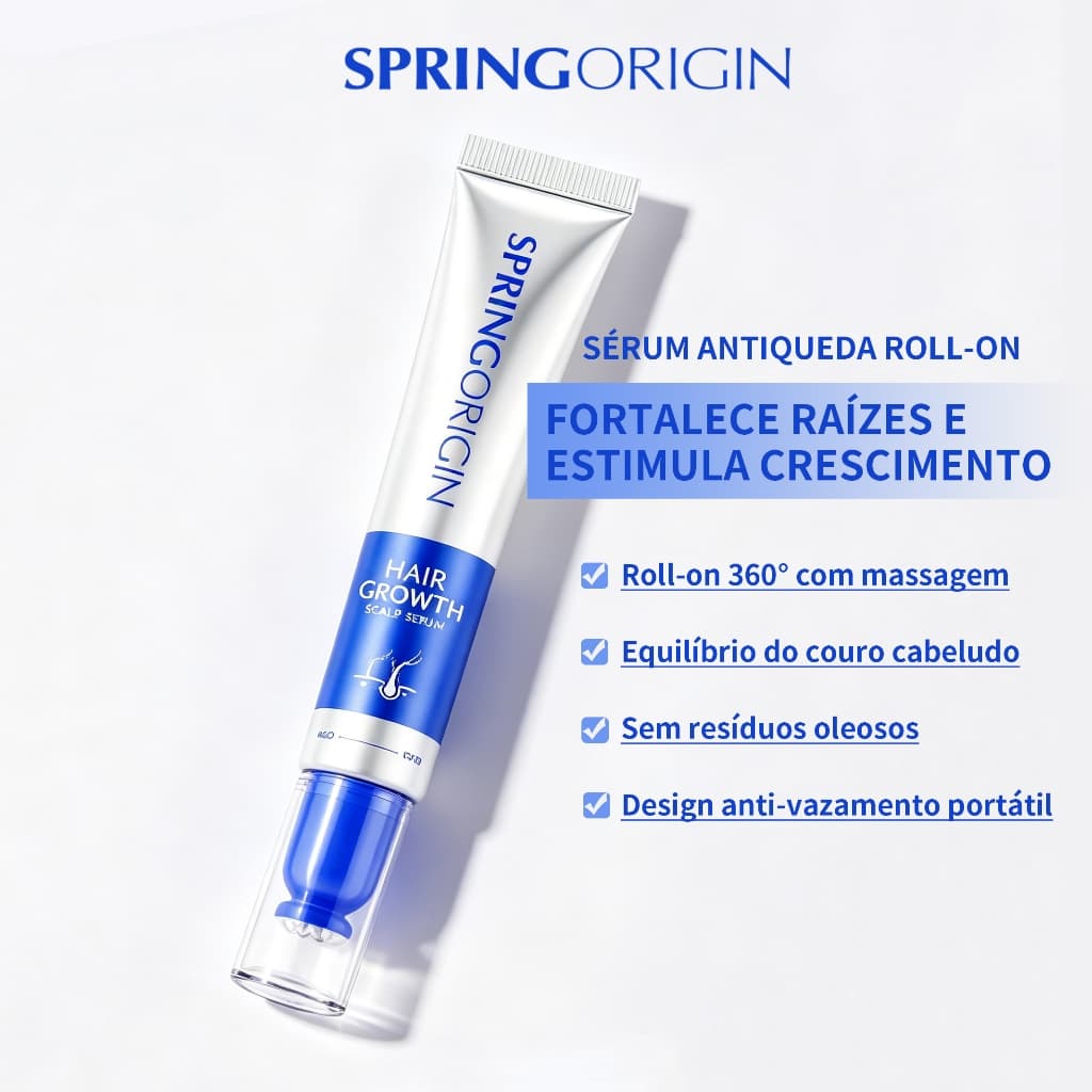 SpringOrigin Sérum Antiqueda Roll-on de Crescimento 20ml Roll-on massageador 360° Para cabelos mais densos