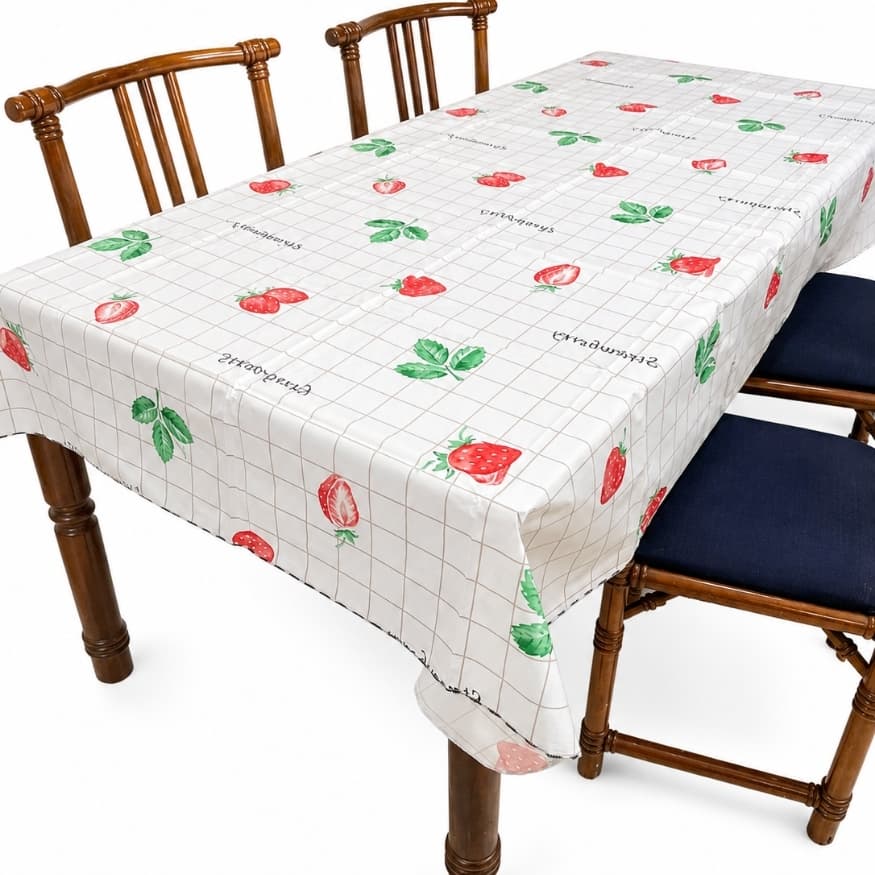 Toalha de Mesa 6 cadeiras 2,00x1,40cm Impermeável Termoplástica PVC Resistente Lavável Fácil Limpeza