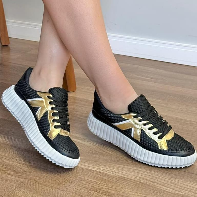 Tênis Feminino Casual Solado Tratorado Alto Plataforma Sneaker Moderno