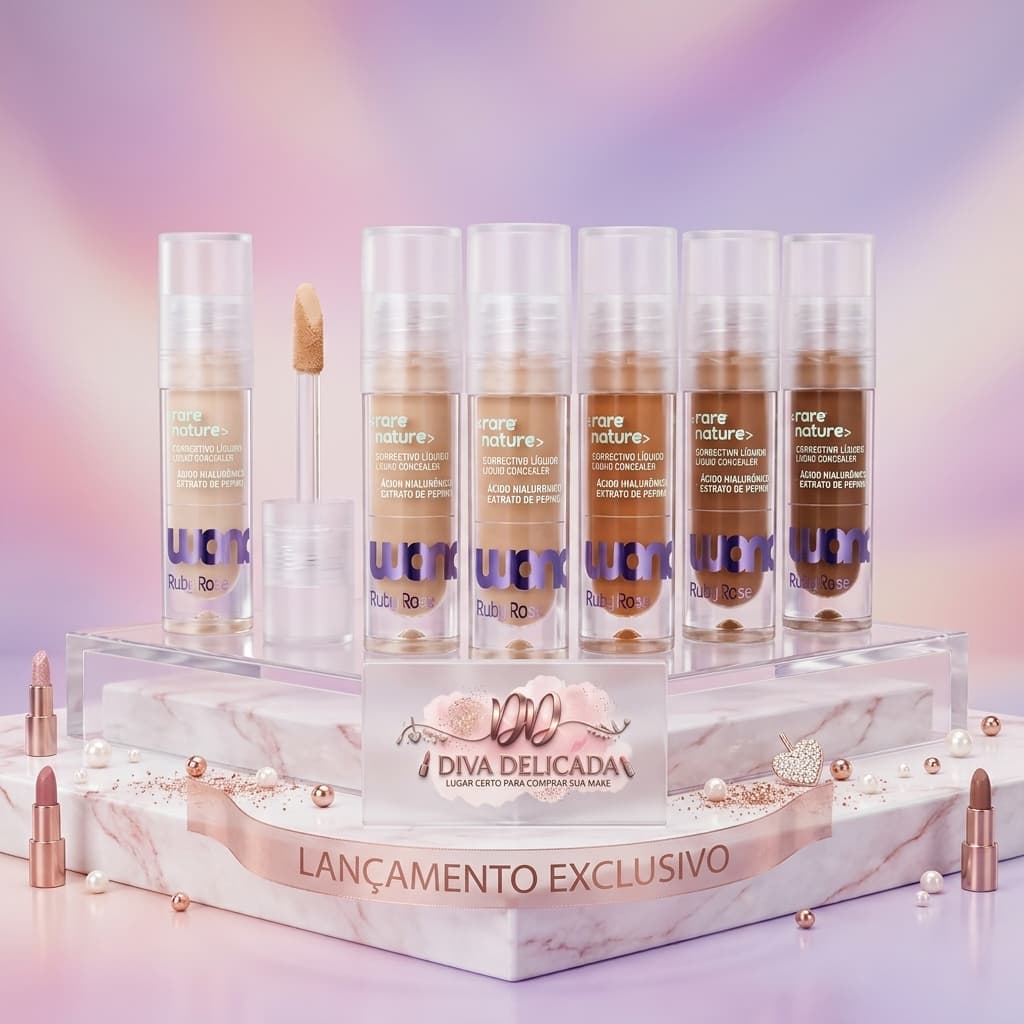 Corretivo Líquido Ruby Rose Rare Nature Wonder Alta Cobertura com Ácido Hialurônico – Várias Cores