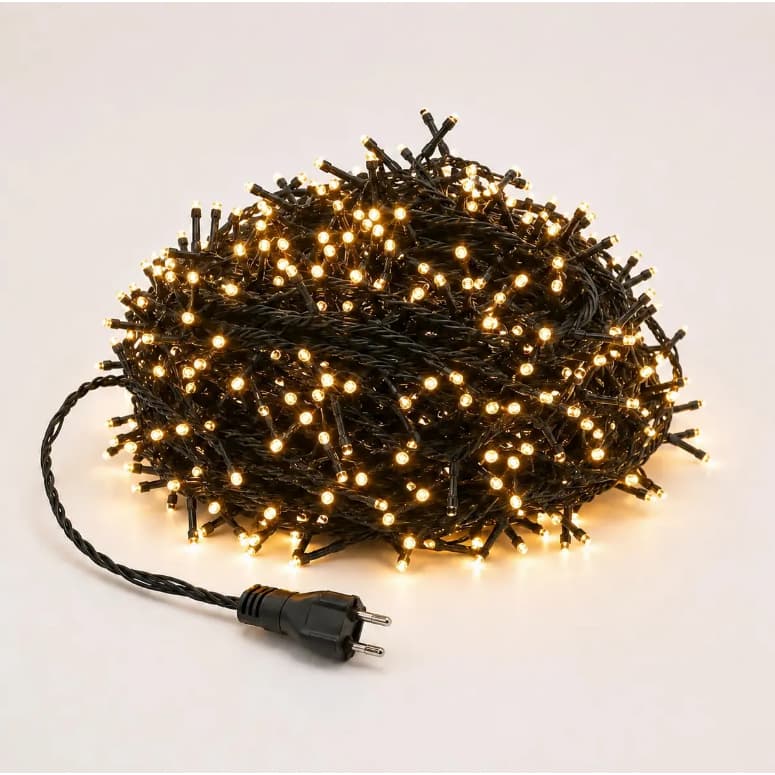 Pisca Pisca de Natal Led Estrobo 50m Branco Quente Bivolt Amarelo