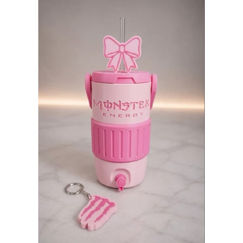 Porta Lata Monster 473 ml Personalizado com nome, chaveiro abridor de lata e enfeite de canudo