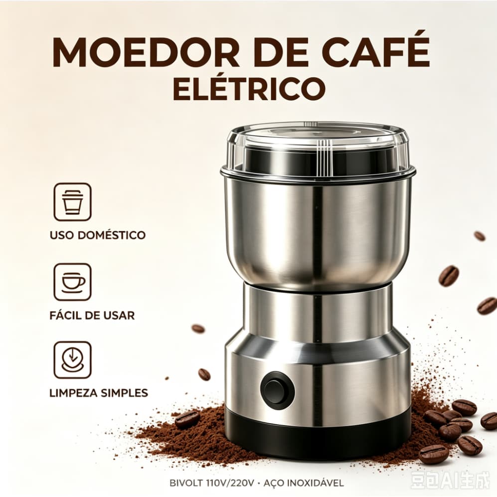 Moedor Multifuncional Aco Inoxidavel 110V - 4 Laminas para Cafee Especiarias