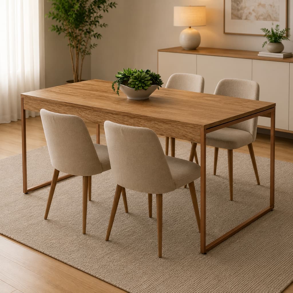 Mesa De Jantar Para Cozinha Mesa 4 lugares Retangular Gourmet Multiuso