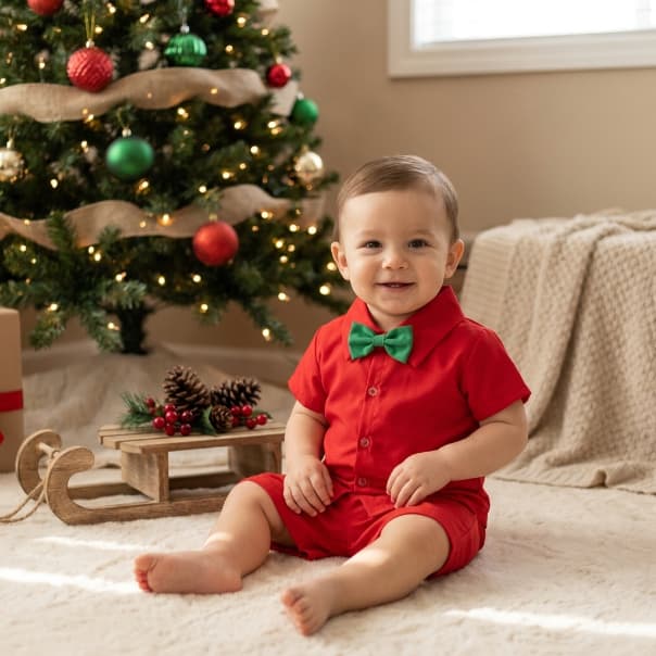 Conjunto Bebê Menino Roupa Natal Infantil Mauricinho Papai Noel