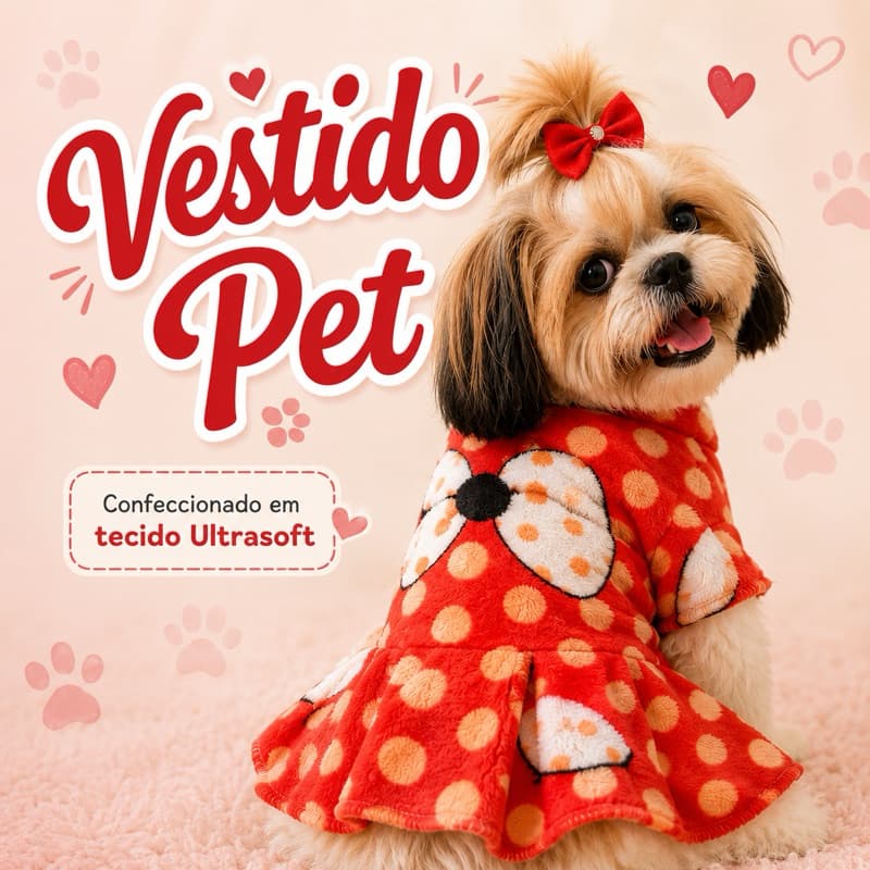 Vestido pet ultra Soft | Roupa Pet de Inverno | Tamanhos 1 ao 4.