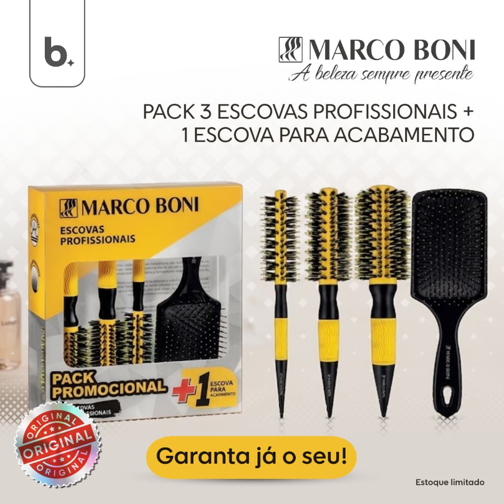 Kit Profissional Marco Boni 3 Escovas Thermal Ceramic + 1 Escova Desembaraçante - Pack Deluxe Amarelo