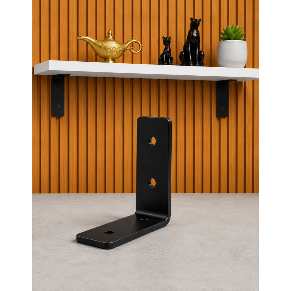 6x Cantoneira Suporte União P/ Madeira 100x100x38mm L Aço L Prateleira Reforço