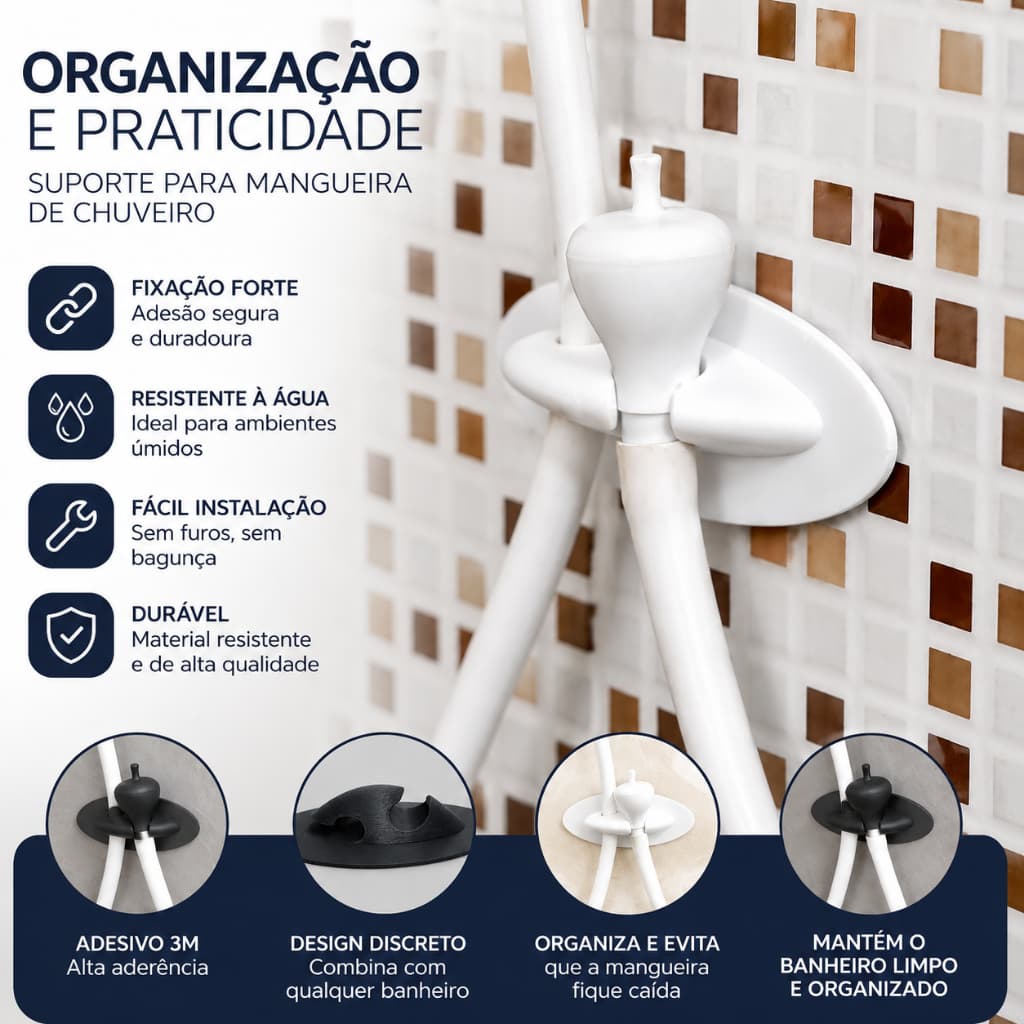 Suporte Para Mangueira De Chuveiro Parede Organizador Reforçado