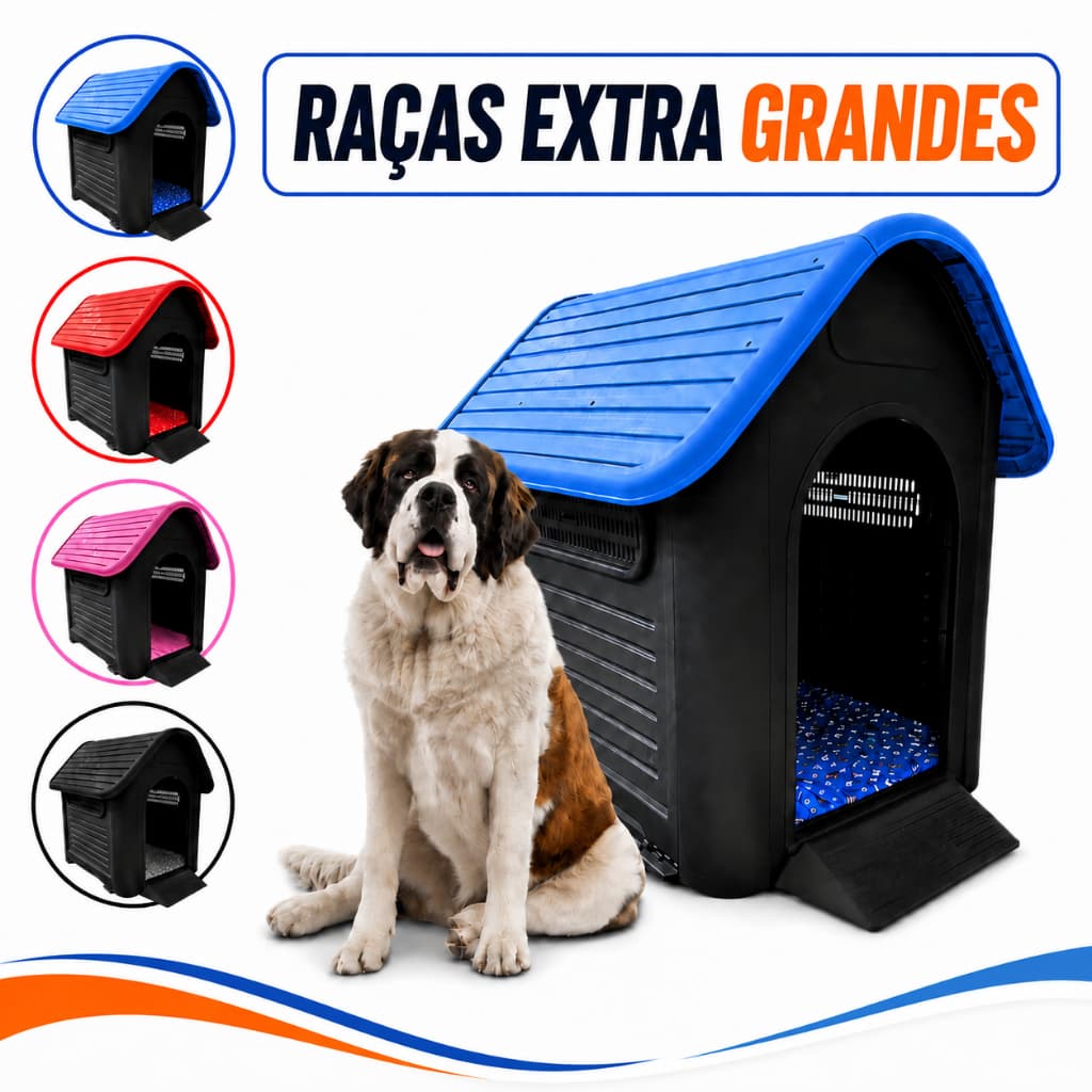 Casinha Cachorro N11 Até 70KG Casa Colchao Plastica Big Home Cães Pets Gigante Reforçada Porte Grande