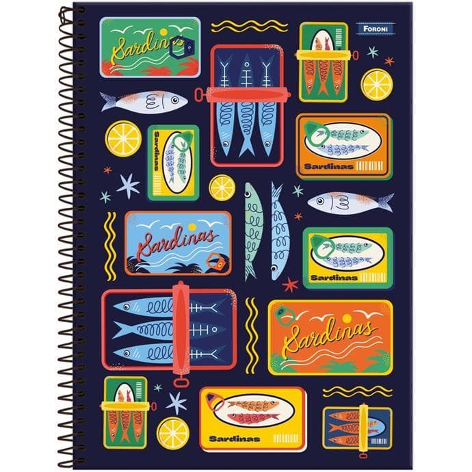Kit 8 Caderno Foroni Espiral Capa Dura Universitário 1 Matéria 80 Folhas Masculino Grande