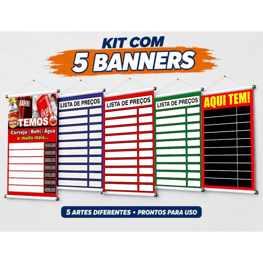 Kit com 5 Banners Comerciais – Artes Prontas para Impressão 14
