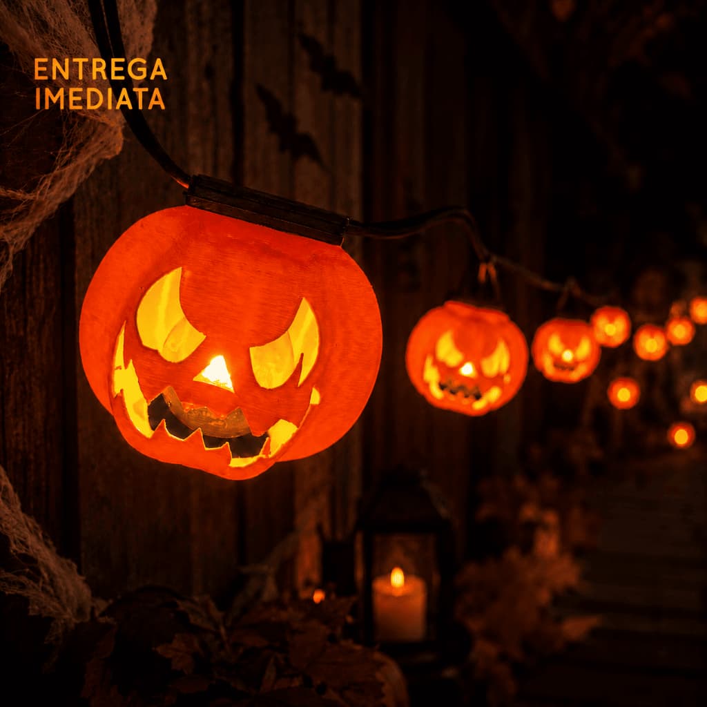 Varal de Luzes HALLOWEEN Até 10 Metros - Decoração Para Festa - Pronto Para Usar!