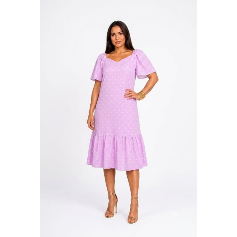 Vestido Midi Estampado Crepinho Soltinho Babado Moda Evangélica Casual Confortável Plus Size Veste 42 ao 46 Modelo Elen