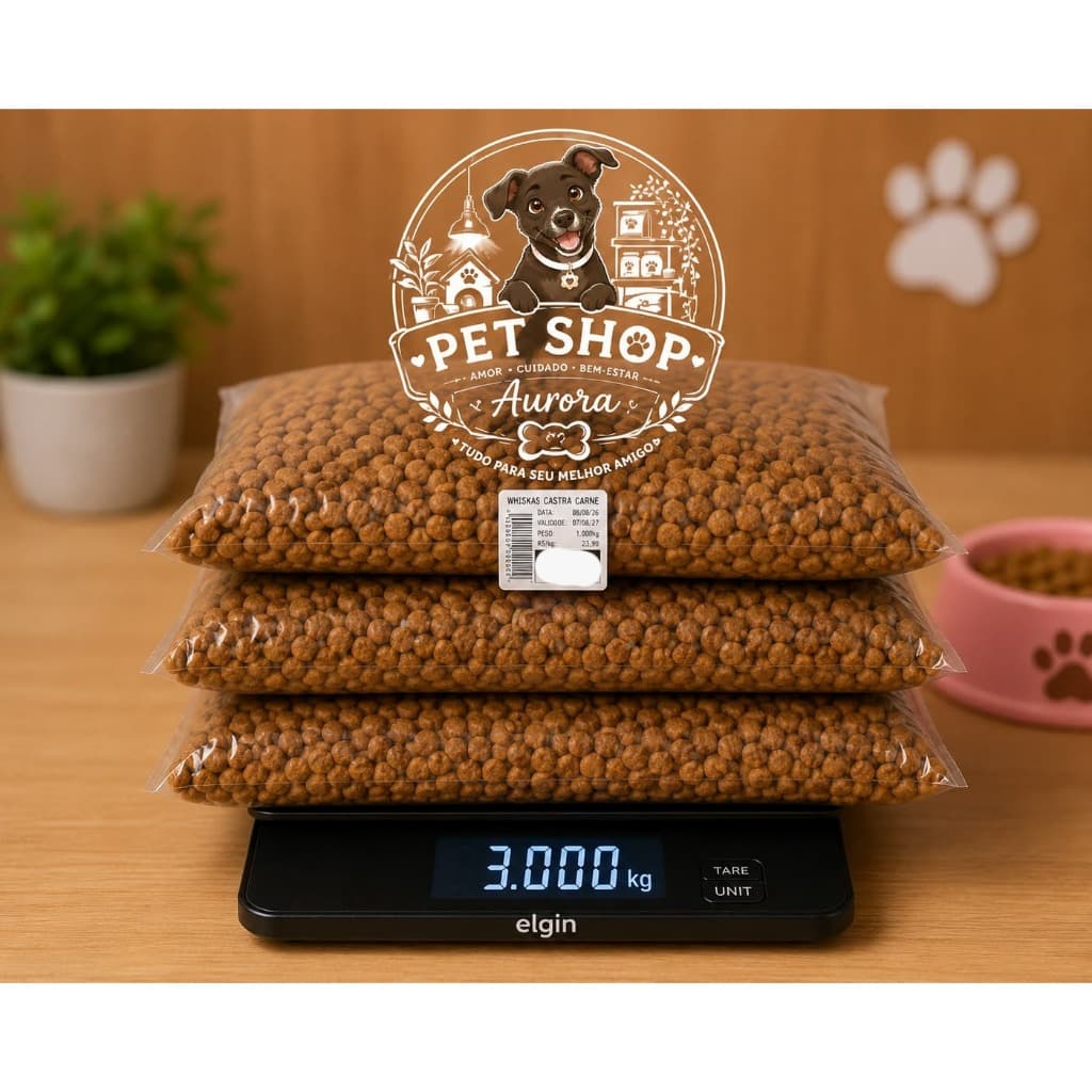3kg Ração WHISKAS para Gato Castrado carne A GRANEL