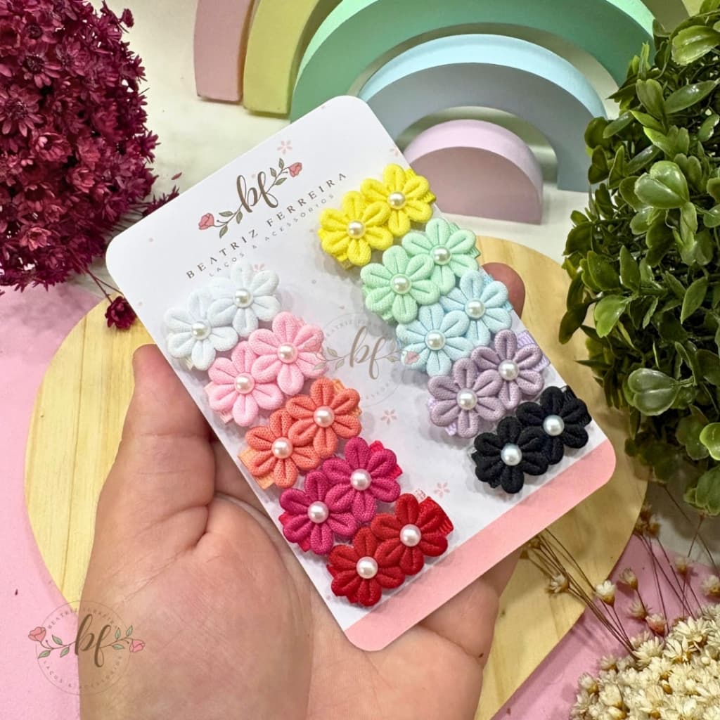 Kit Mini Lacinhos Florzinha no Velcro Laço Infantil Menina Acessório Cabelo Bebê Laços Delicados Rn Maternidade Enxoval