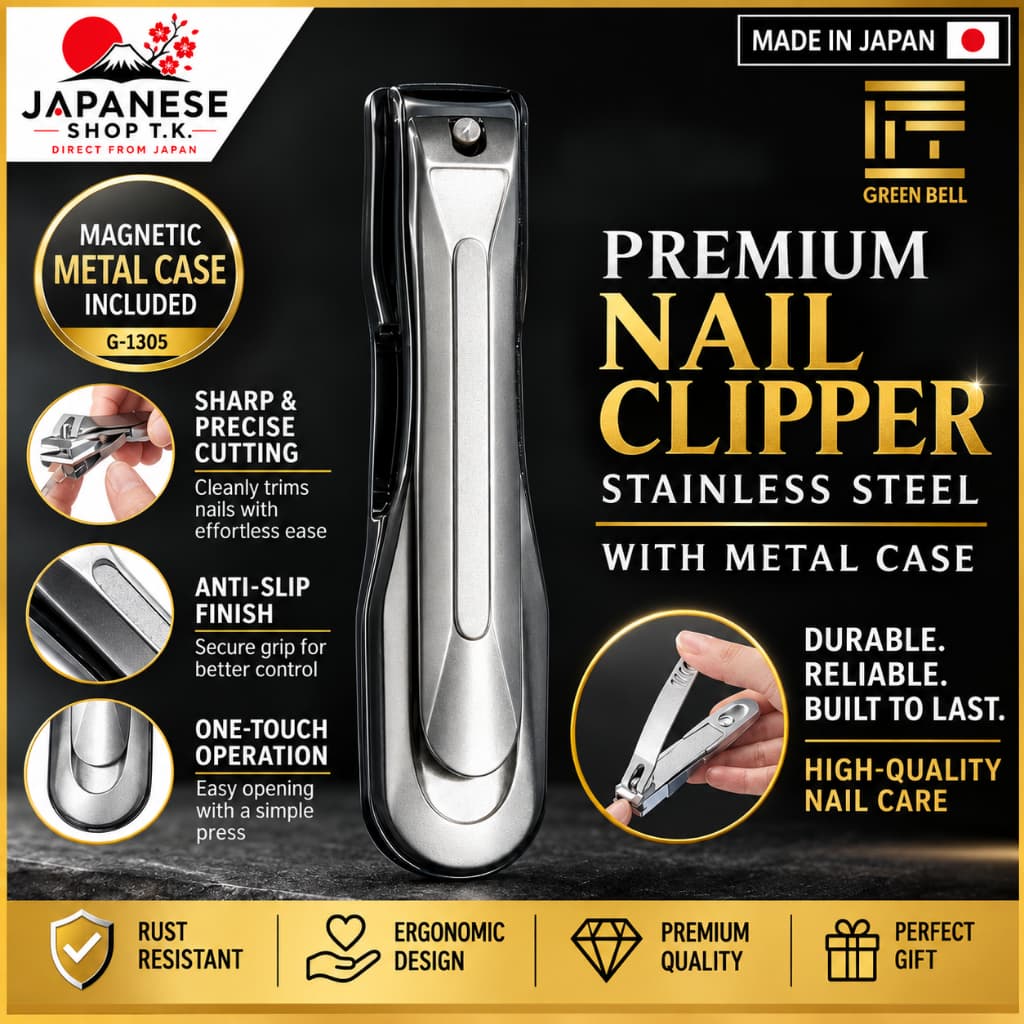 GREEN BELL: Master Craftsmanship—Green Bell Premium Stainless Steel Nail Clippers with Metal Catcher Made in...