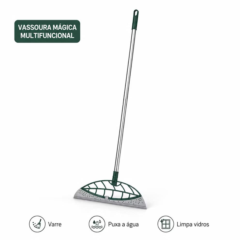 Vassoura Mágica Rodo Tira Pelo Limpa Vidro Seca Bem Silicone Top1 89cm