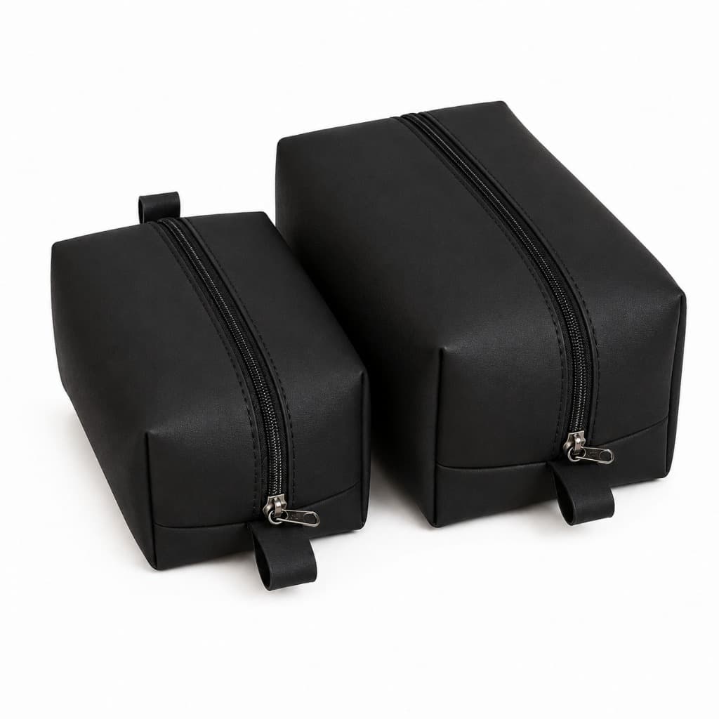 Kit 2 Nécessaires Femininas Tweed com Zíper Bolsa Organizadora para Maquiagem Cosméticos Viagem e Dia a Dia