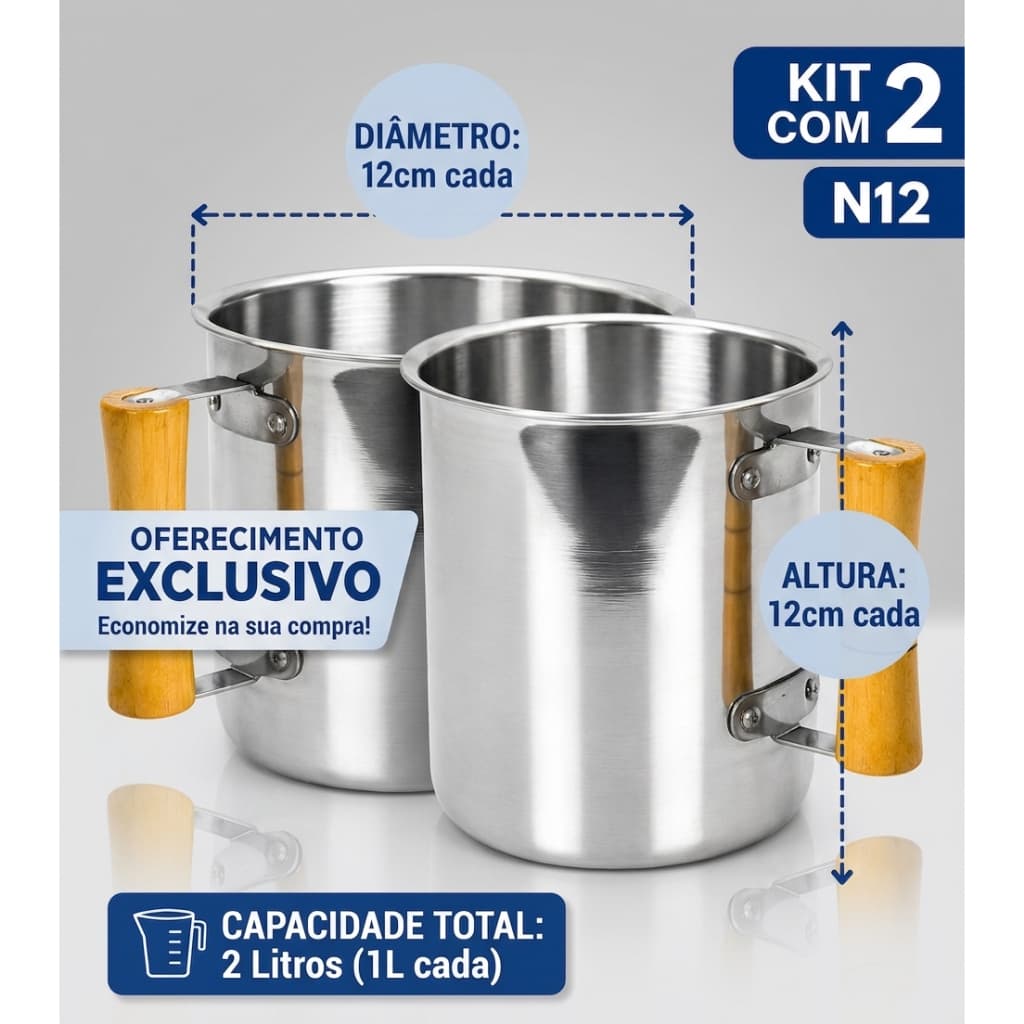 Kit Canecão Alumínio Nº 12 14 16 20 | 2 Unidades por Kit | Kit Tradicional 3 Peças 12+14+16 Canecão Fervedor Canecão