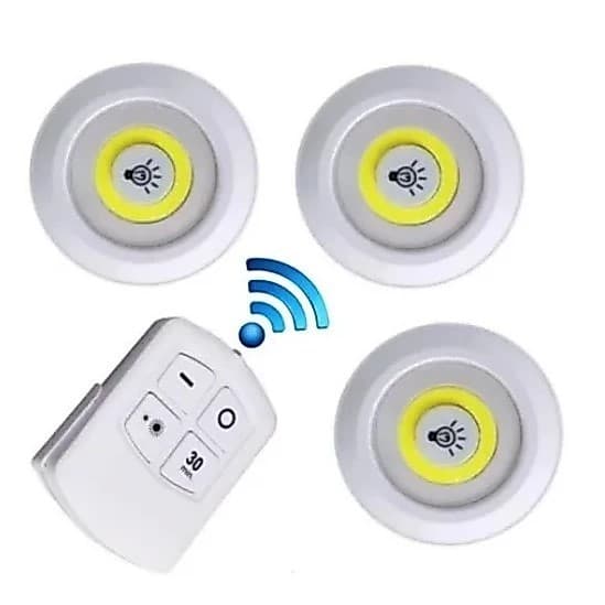 Kit Lâmpada Luminaria Led Spot Sem Fio Controle Remoto