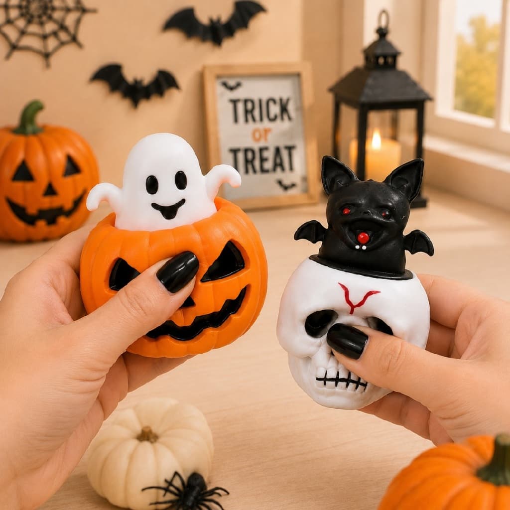Brinquedo De Apertar Squishy Halloween Susto Decoração Abobora Caveira Lembrancinha