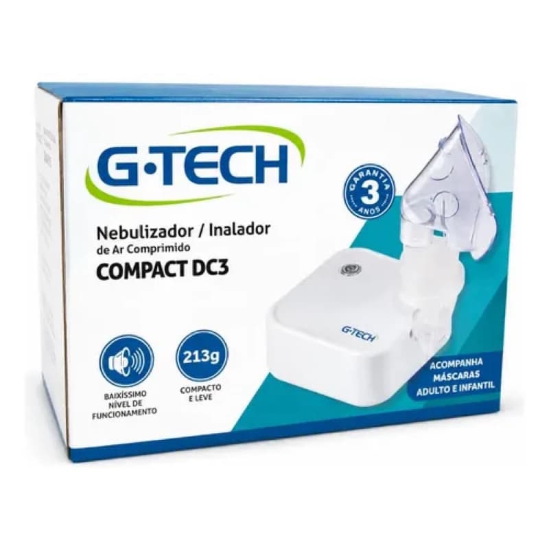 Nebulizador Inalador G-Tech Compact DC3 Ar Comprimido Adulto e Infantil 220V