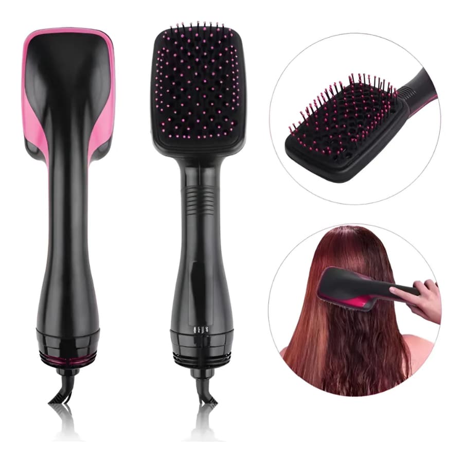 KIT 2 EM 1 Escova Secadora Elétrica 110V Escova e Seca Ar Ionico Quente 1600W Anti Frizz Alisador Premium para Cabelos