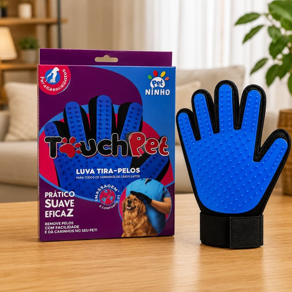 Luva Tira Pelos Pet Massageadora Removedora Pelos Cães Gatos Silicone Macia Ajustável Banho Escovação Antiestresse