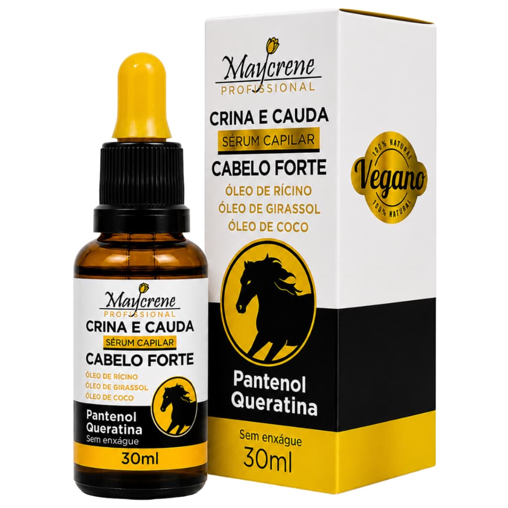 Sérum Capilar Crina e cauda 30ml Cabelo forte Óleo para cabelo Crescimento Hidratação e Brilho