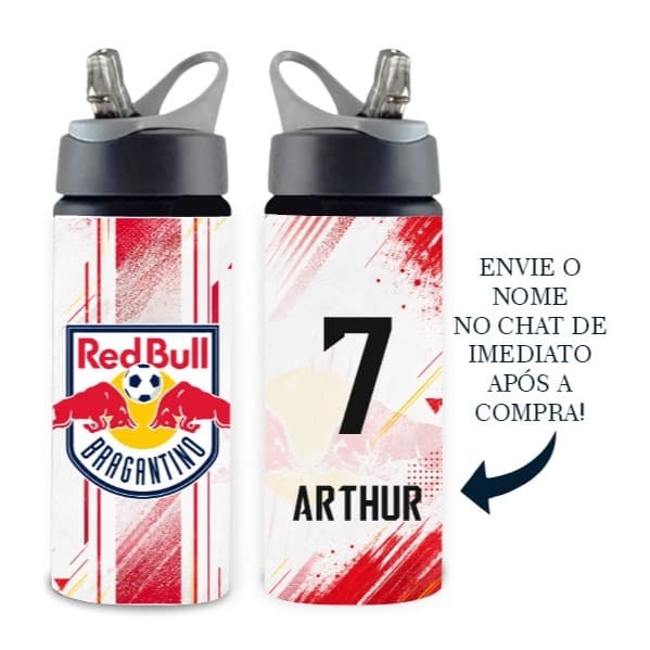 Garrafa Infantil RB Bragantino Squezee/Alumínio - 600ml - Personalize c/ nome
