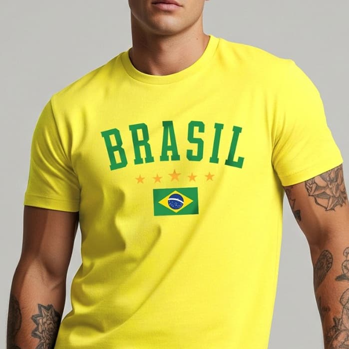 Camiseta Feminina Bandeira Brasil Copa Básica 100% Algodão Premium Macio