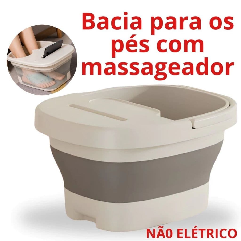 bacia para os pés com massageador ( NÃO É ELÉTRICO ) - Retrátil de Silicone Cor Aleatória