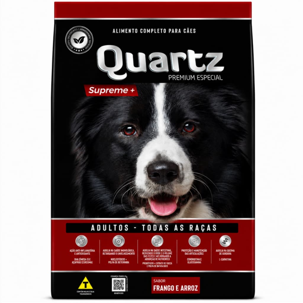 Quartz Supreme Ração Cães Adultos Sabor Frango 15kg