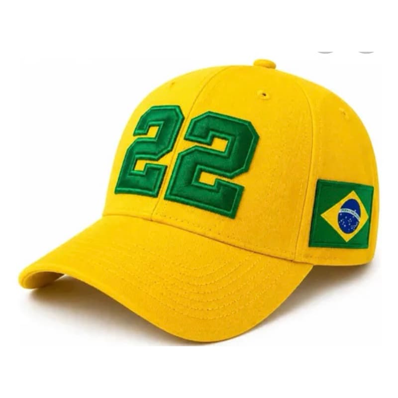 Boné Brasil 22 Premium Aba Curva Ajustável Amarelo Unissex