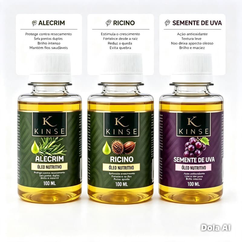 kit terapia capilar alecrim, ricino, semente de uva,fortalecimento crescimento é queda