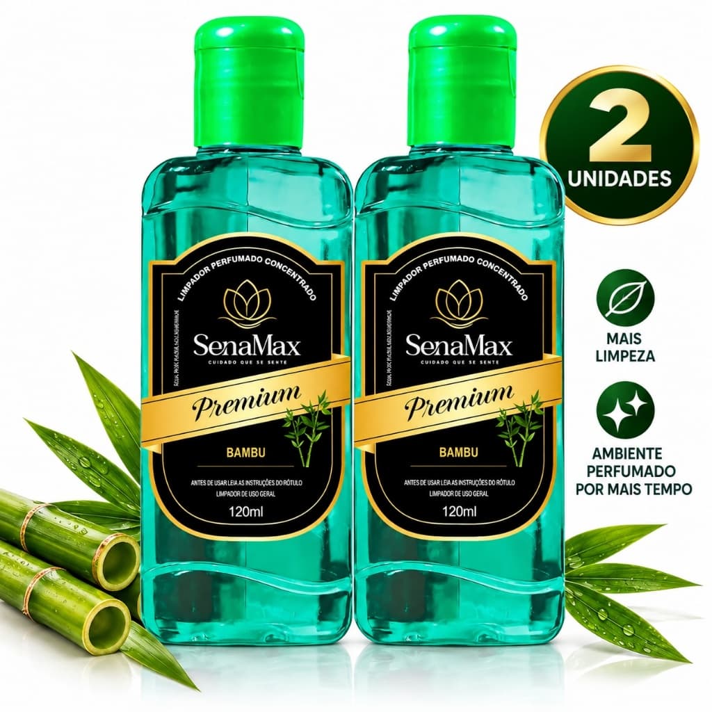 Kit 2 Limpador Perfumado Concentrado SenaMax Premium Bambu 120ml Limpeza e Perfume para Casa