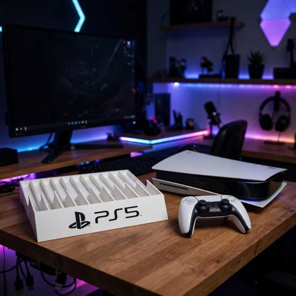Suporte Organizador Para 10 Jogos PS5 PS4 Porta Mídia Gamer 3D Premium Decoração Setup