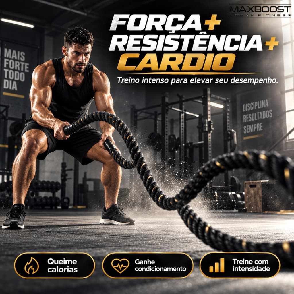 Corda Naval Maxboost 7,64m 4cm 6,075kg para Treino Funcional Crossfit Academia Exercícios de Força