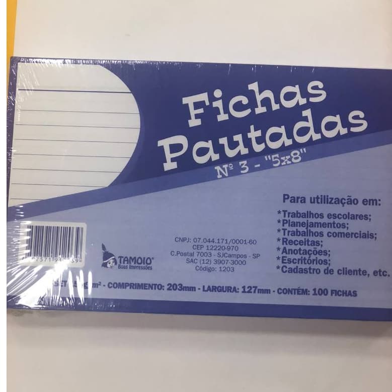 fichas pautadas tamoio 5x8 c/100