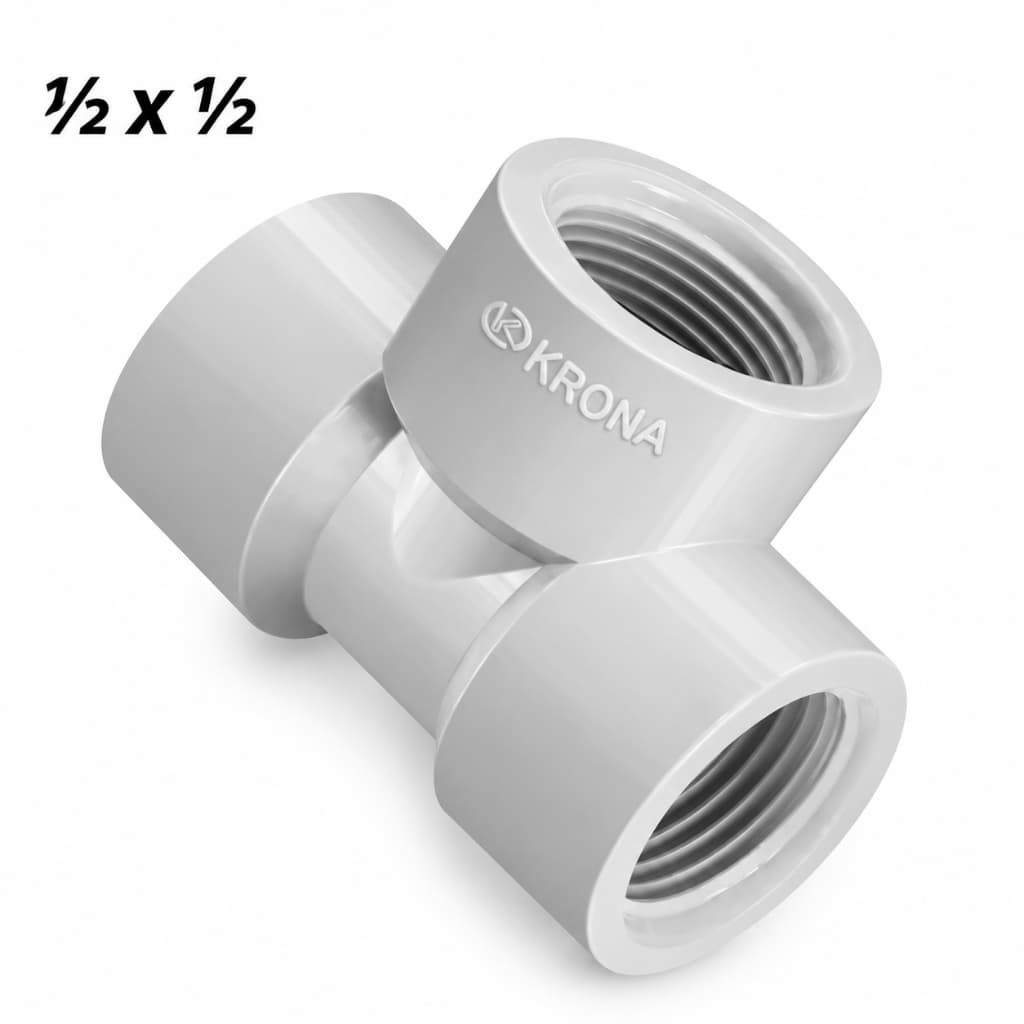 Tee Tê Roscável 1/2 x 1/2 x 1/2 PVC Branco Krona Rosca Kit 1un 5un e 10un