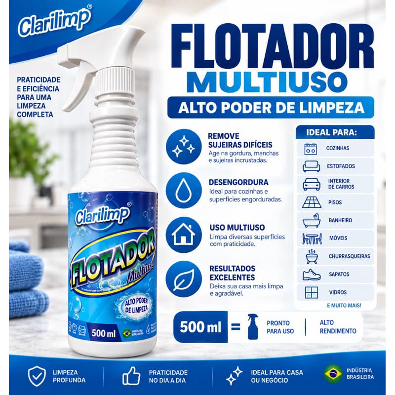 Flotador Original 500ml Limpeza Pesada Geral - sem ácido, soda, cloro, amônia na