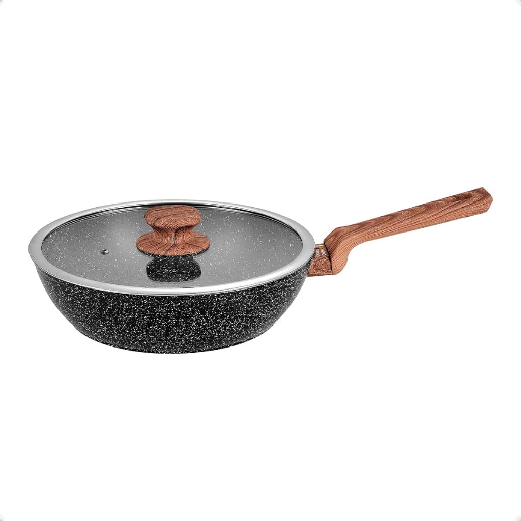 Frigideira Funda Colorstone Volcano 28cm Tampa Titânio Thermo Control Indução Gás - Wooden